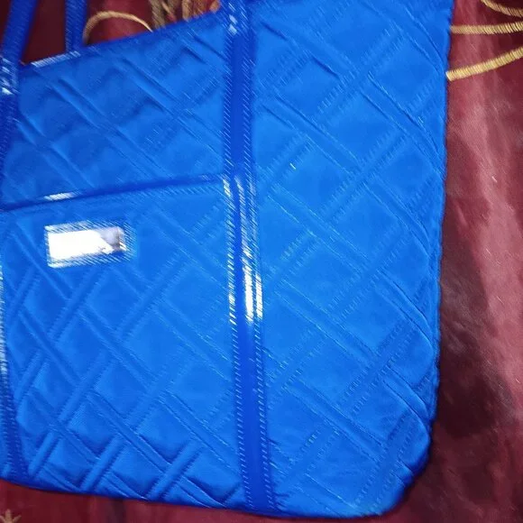 Vera Bradley Microfiber Purse Cobalt Blue Tote - Picture 2 of 10